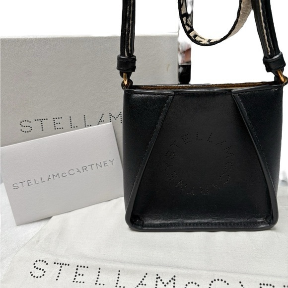Stella McCartney Black Mini Bag with Logo Strap - Picture 3 of 6